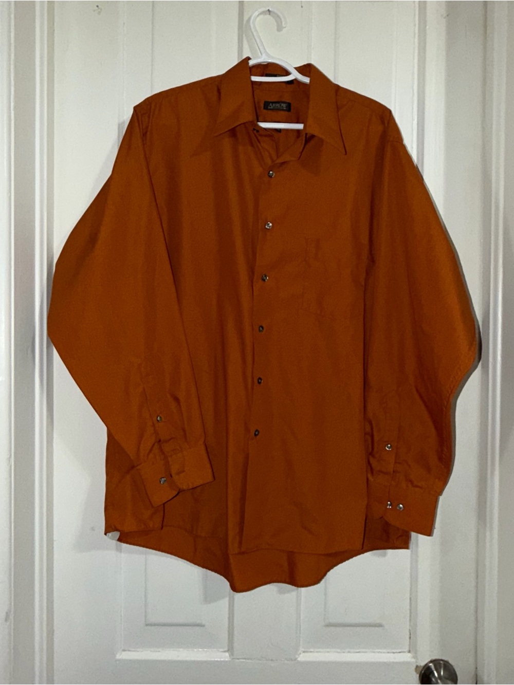 Arrow Men's size 17 34/35 Rust Orange Long-Sleeve Dress Shirt shirt top